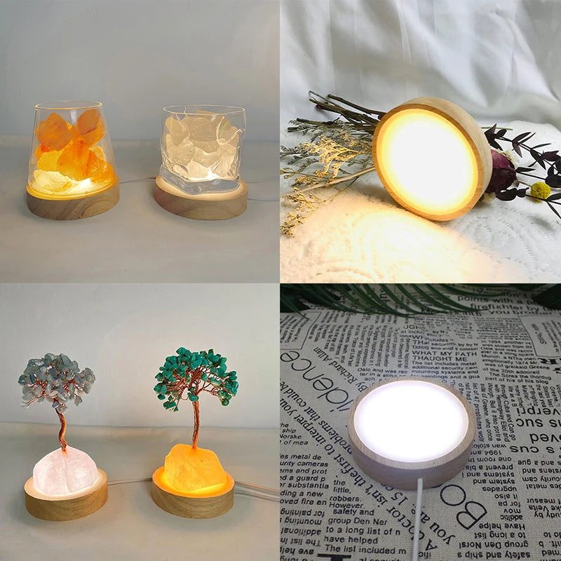 lampe poser moderne bois naturel couleurs chaudes blanc orange vert translucent câble usb commandes