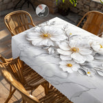 nappe polyestre imperméable fleurs blanches moderne blanc gris dentelée mariageextérieur