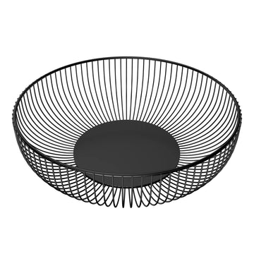 corbeille rangement métal noir fileté moderne diamètre 28cm hauteur 8.4cm fruits légumes