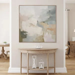 toile d'art abstraite contemporaine peinture l'huile gris beige blanc minimaliste sans cadre mural decoration