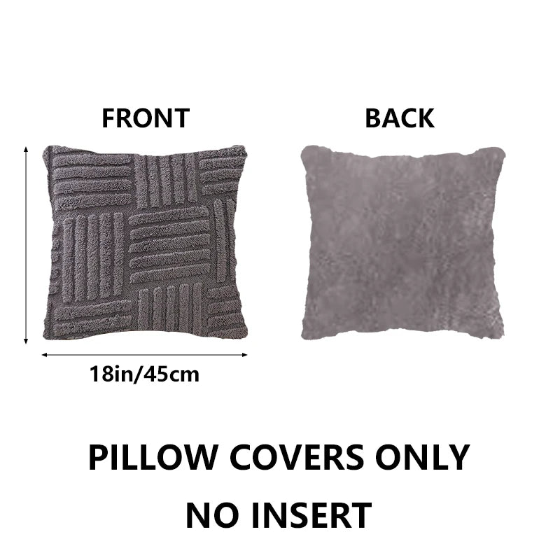 coussins moelleux rayures horizontales gris blanc moderne confortable zip vert clair polyester