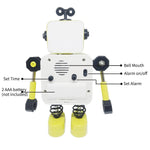 horloge robotique bleu jaune souriant vintage visage carré articulations batteries non fournies
