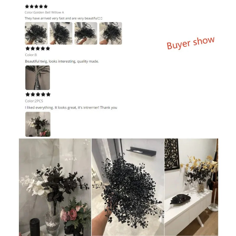 bouquet artificiel feuilles noires modernes décoration intérieure halloween minimalisteextérieurcoration événementiel