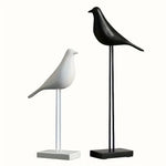 statue oiseau résine noir blanc minimaliste décoration intérieure animal compagnie moderne sculpture