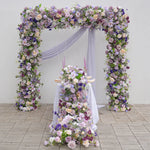 tapis table décoration mariage violet rose blanc fleurs artificielles romantique champêtre élégantextérieur anniversaire