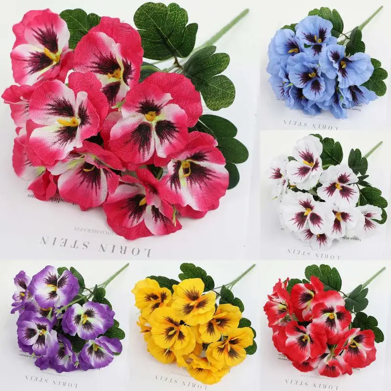 bouquets artificiels fleurs simples classiques rouge blanc rose jaune violetintérieur décoration maison fête