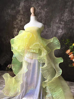 écharpe organza plissée semi transparente rose violet bleu orange élégante geometrique doubleface