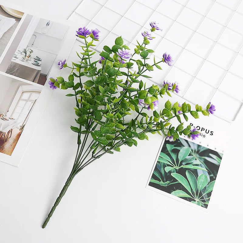 décoration intérieure bouquet artificiel moderne feuilles fleurs simple vert blanc jaune violet rose
