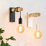 lampe murale bois naturel spirales noires moderne rustique fixée mur entrée chambre étude salon