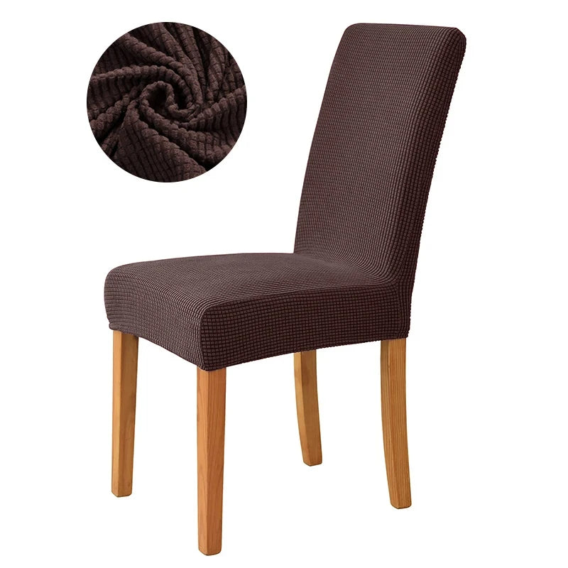 housse chaise jacquard gris rose vert marron moderne adhésif polyester pliage salon mariage banquet