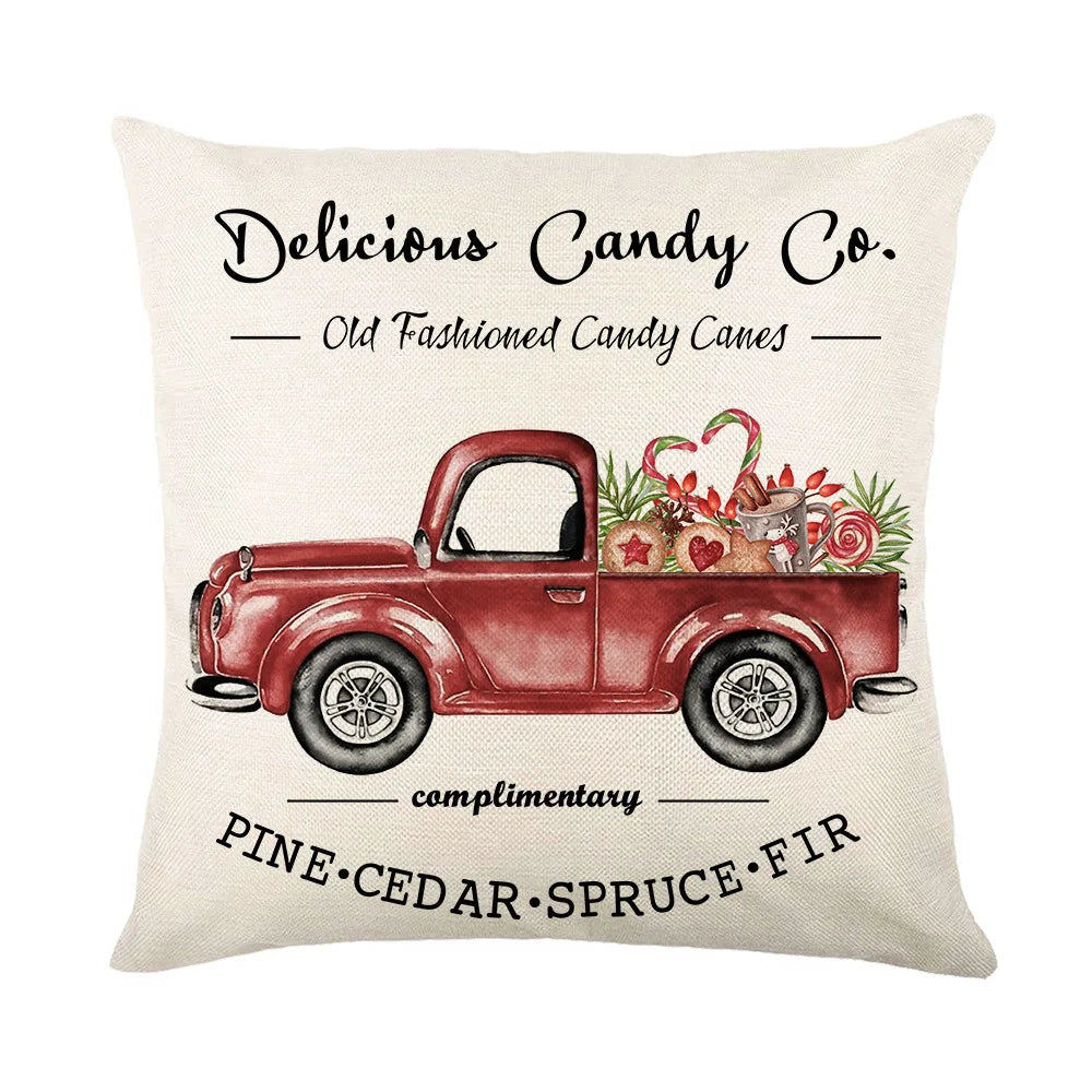 coussin carré noël arbre renne guirlande bonhomme neige décoration maison traditionnel opacité fixe