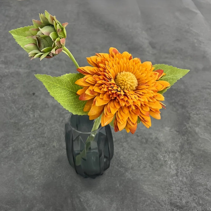 Bouquet artificiel tournesol fleurs soie rose pâle orange modernes intérieur décoration mariage anniversaire