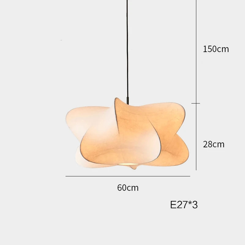suspension soie blanche motif organique contemporaine luminaire chambre hall kitchen 40cm 50cm 60cm