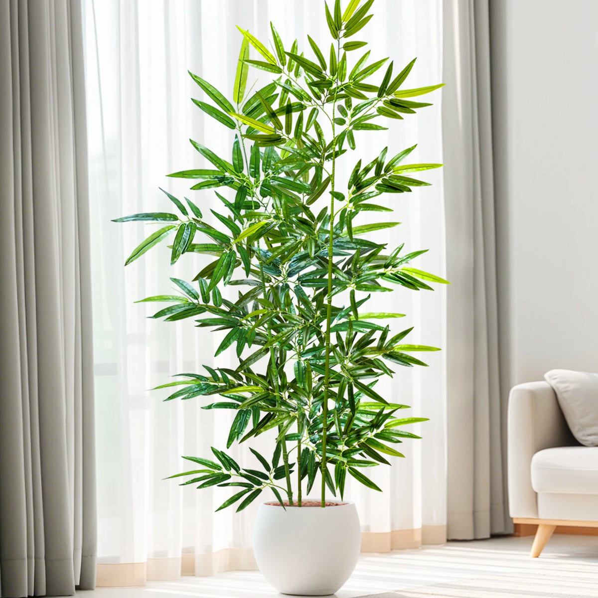 plante artificielle feuilles bambou vert pot blanc décoration intérieur moderne jardin maison