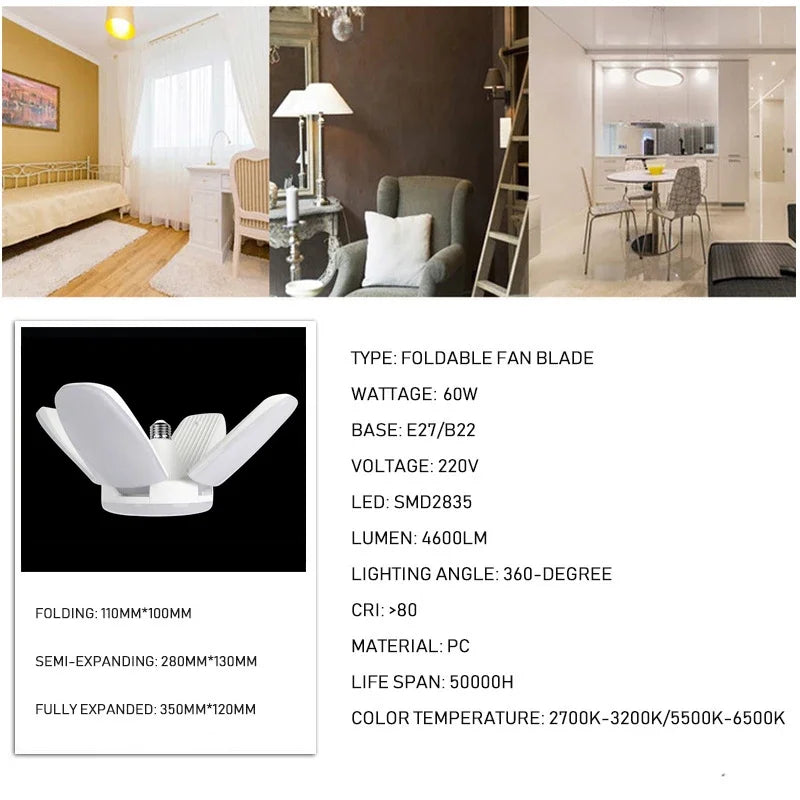 ventilateur pliable led blanc moderne 360 degrés angle réglable sans scintillement 220v