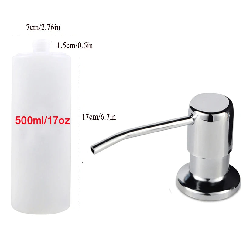 distributeur liquide moderne argenté adhésif corps plastique tête inoxydable tube silicone bouteille plastique minimaliste
