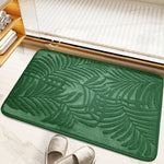 tapis bain moderne feuille palmier vert foncé noir bleu marine gris clair
