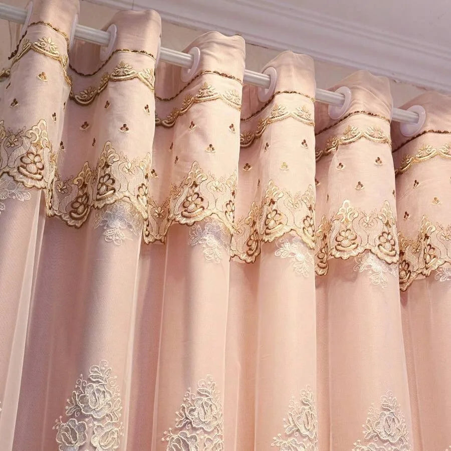 rideau voile violet rose brodé fleurs 3d élégant classique transparentextérieur fenêtre chambre salon