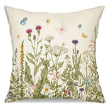 housse coussin polyester motif floral fleurs papillons decoration maison lit moderne rustique