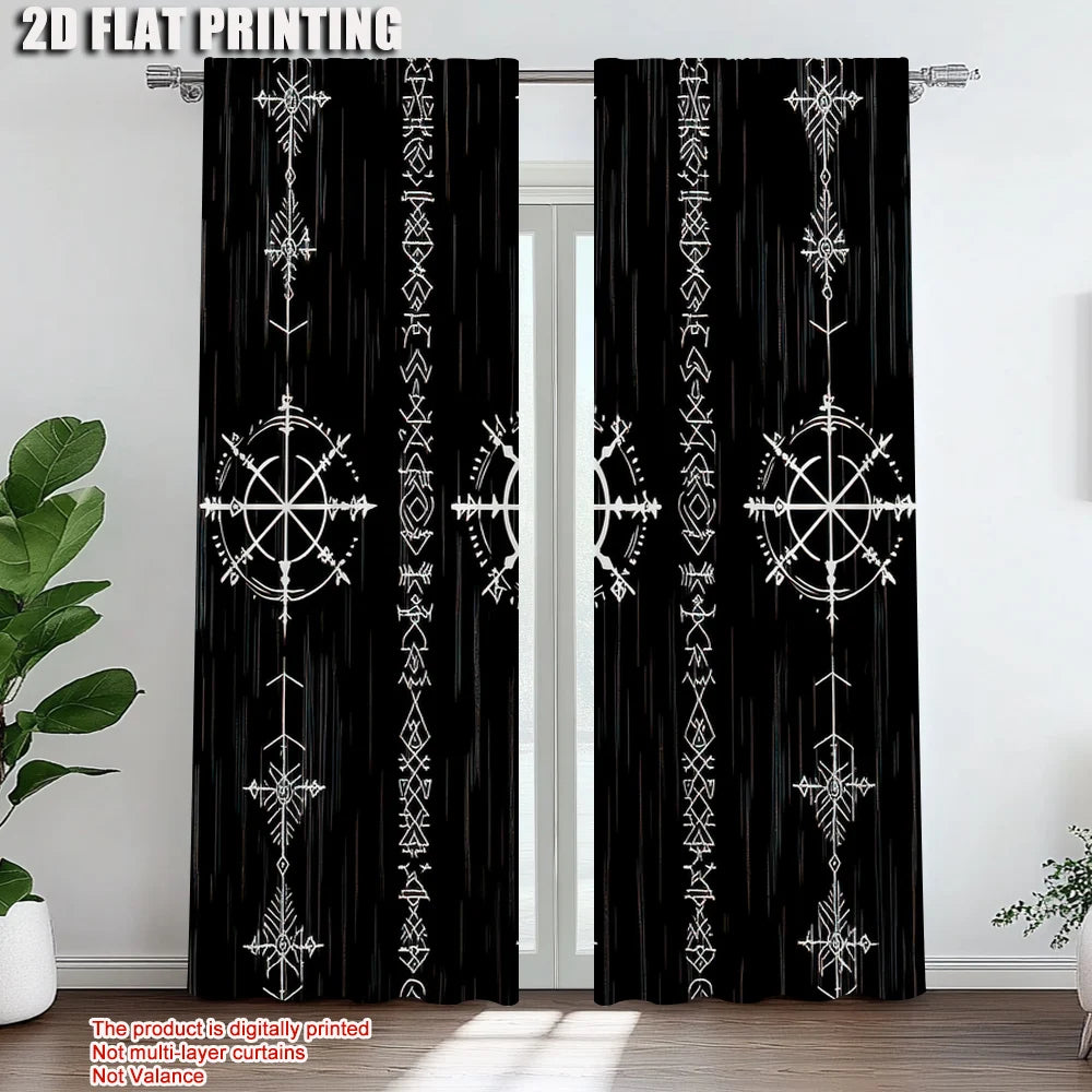 rideaux moderne viking motifs géométriques blancs opaques 100 polyester pièces