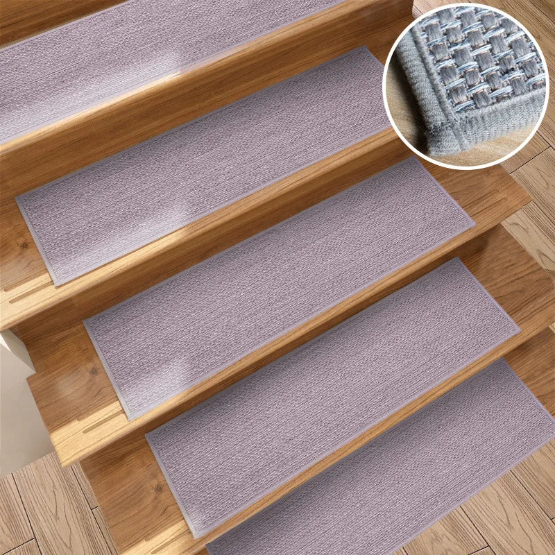 tapis d'escalier beige clair tissé motifs géométriques simple moderne antidérapant durable