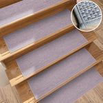 tapis d'escalier beige clair tissé motifs géométriques simple moderne antidérapant durable