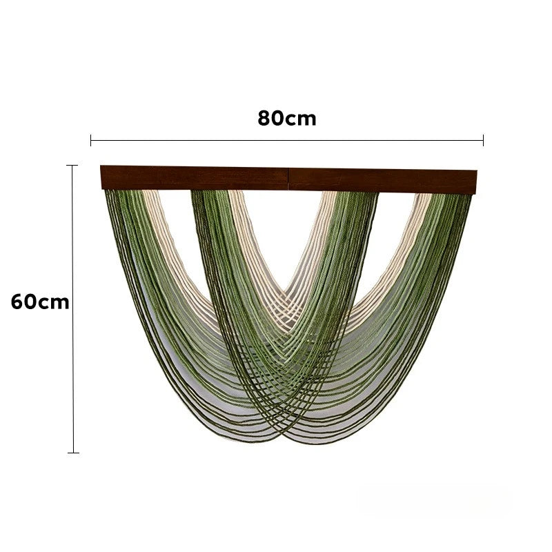 rideau macramé boho moderne franges vert blanc marron bleu gris salon