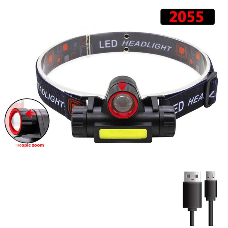lampe frontale led noire geometrique moderne ceinture ajustable cable usb rechargeable camping running