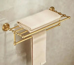 accessoires salle bain doré porte serviettes crochet classique finition antique fixations murales ensemble quincailleries