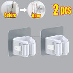 rangements adhésifs clips balai aspirateur moderne transparent blanc gris multifonctionnels