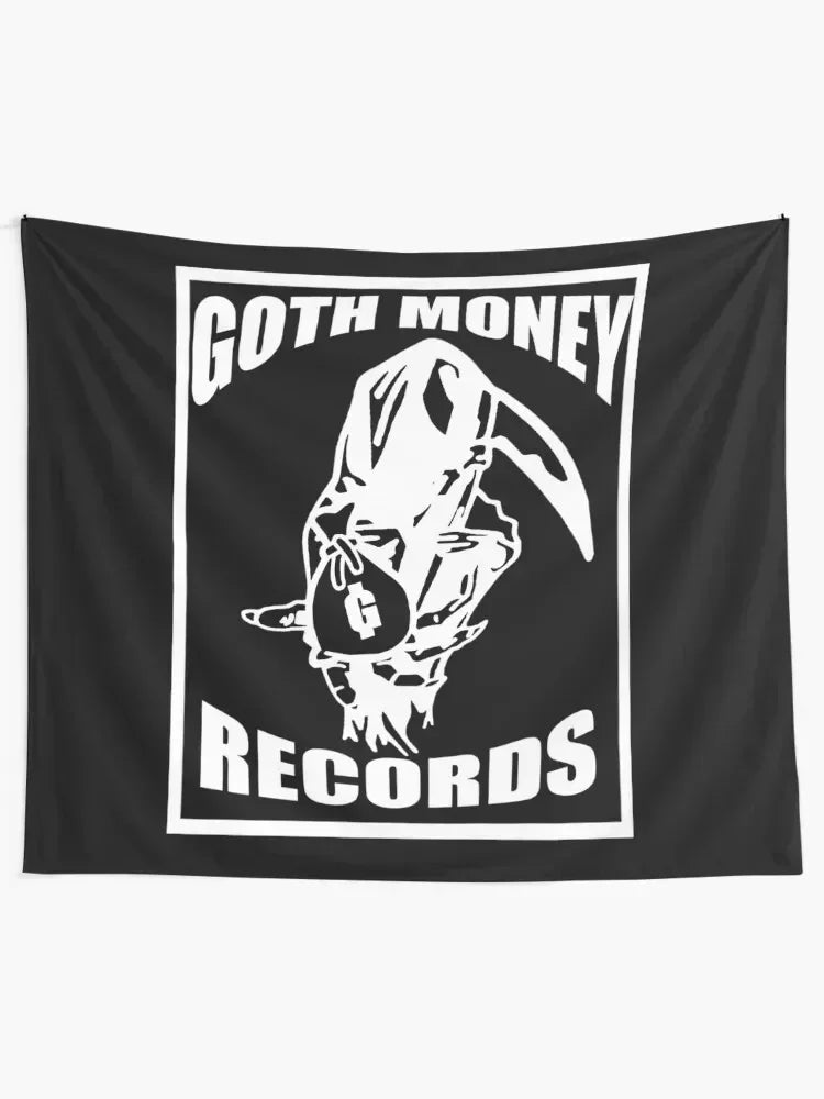 tapisserie graphique moderne tête humaine goth money records noir clips tapisserie polyester machine main