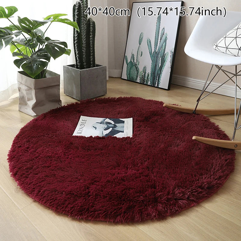 tapis rond doux uni beige blanc vert marron gris moderne intérieur chambre salon