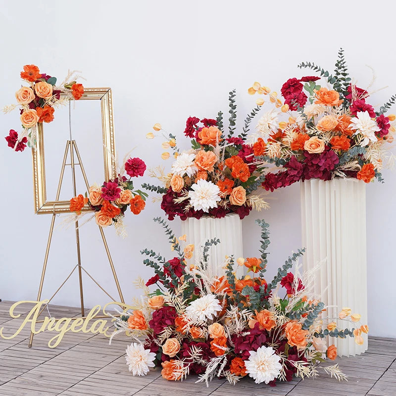 décoration événement florale mariage arches guirlandes vases feuilles épis blé