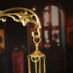 porte plante métal doré floral sculpté classique baroque chaîne pendante