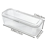 boîte maquillage transparente rayures verticales moderne poignée brosse pinceau tampon réutilisable