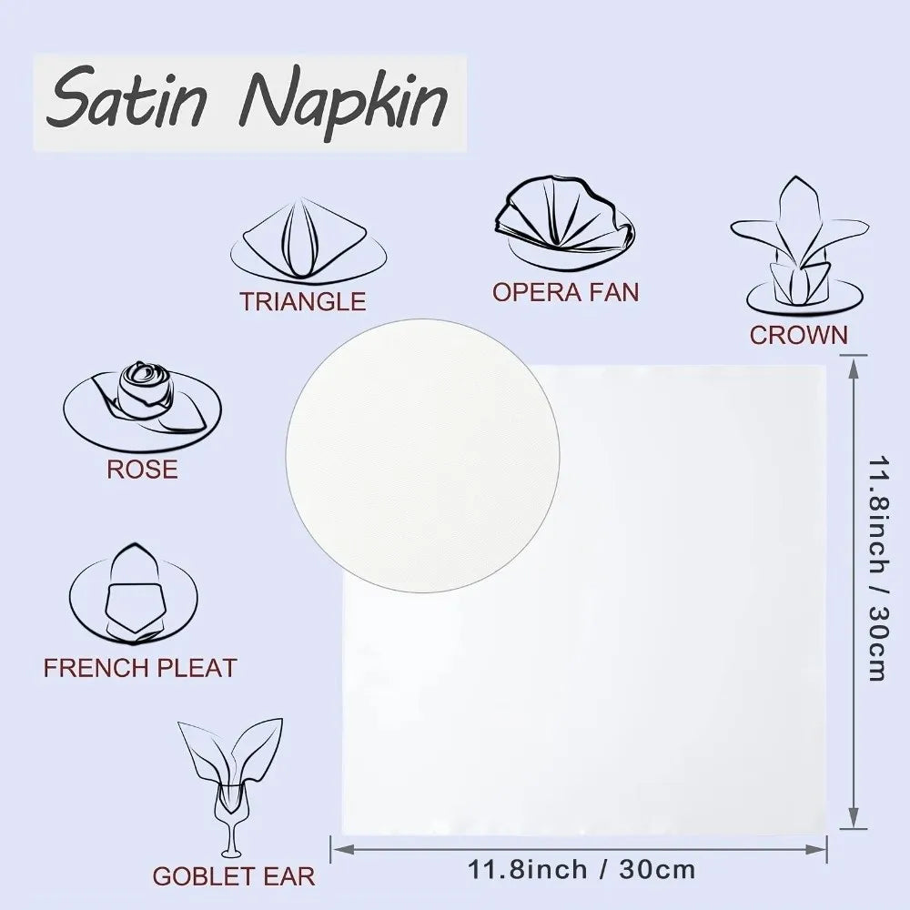 serviettes satinées classiques blanc cassé 30cm table maison restaurant festives