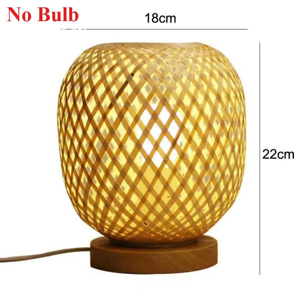 lampe table bambou naturel moderne prise eu us câble électrique simple artisanal