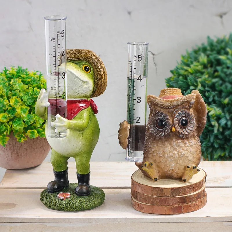 thermomètre décoratif résine oiseau cardinal chouette grenouille rouge vert marronclairextérieur jardin animalier