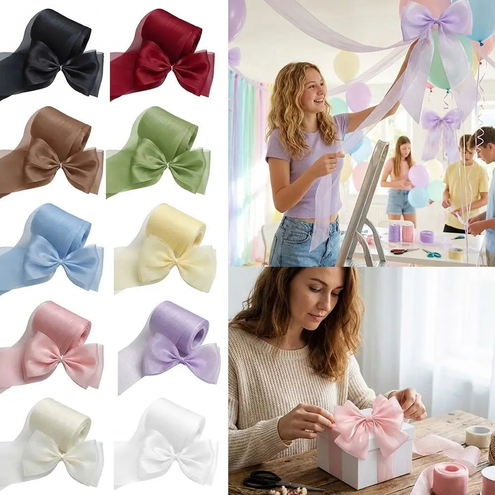 rubans satin organza transparents couleurs vives décoration bouquets événements craft artisanat
