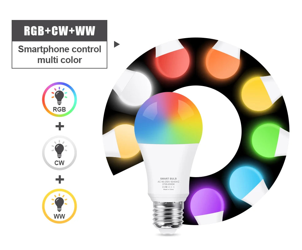 ampoule led intelligente e27 rgb wifi zigbee dimmable moderne blanc mat