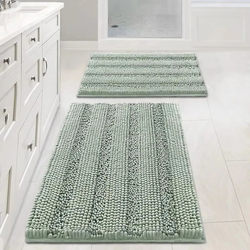 tapis bain anti dérapant absorbant machine lavable doux moderne beige clair vert pastel gris