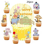 décorations anniversaire winnie pooh multicolore cupcakes gâteau adhésif dessins animés friends cartoon festives fournitures