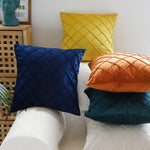 coussin carré velours bleu marine jaune orange rose pâle motif géométrique 30x50cm 45x45cm moderne
