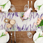 tableau chemin table imprimé floral lavande violet lilas vert blanc rustique décoration table extérieur