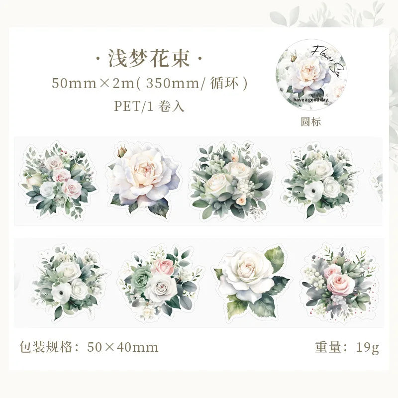 ruban decoratif floral vintage adhesif jaune orange rose violet vert blanc tournesols roses motifs