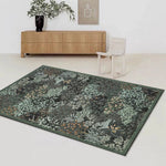 tapis botanique anti dérapant moderne végétal vert noir blanc 40x60cm 50x80cm 80x120cm 120x160cm