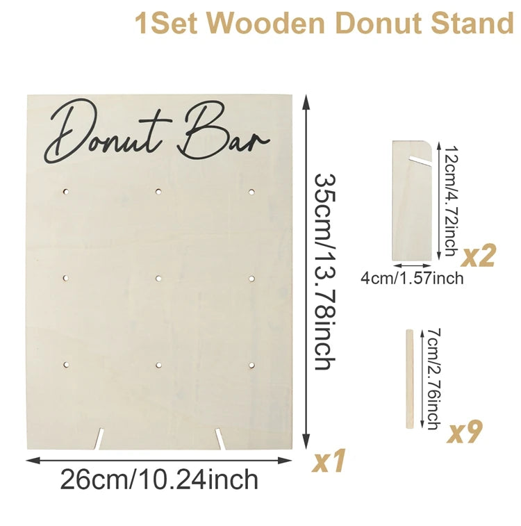 panneau decoratif bois donuts mariage anniversaire baptême fete decorations cupcakes meringues