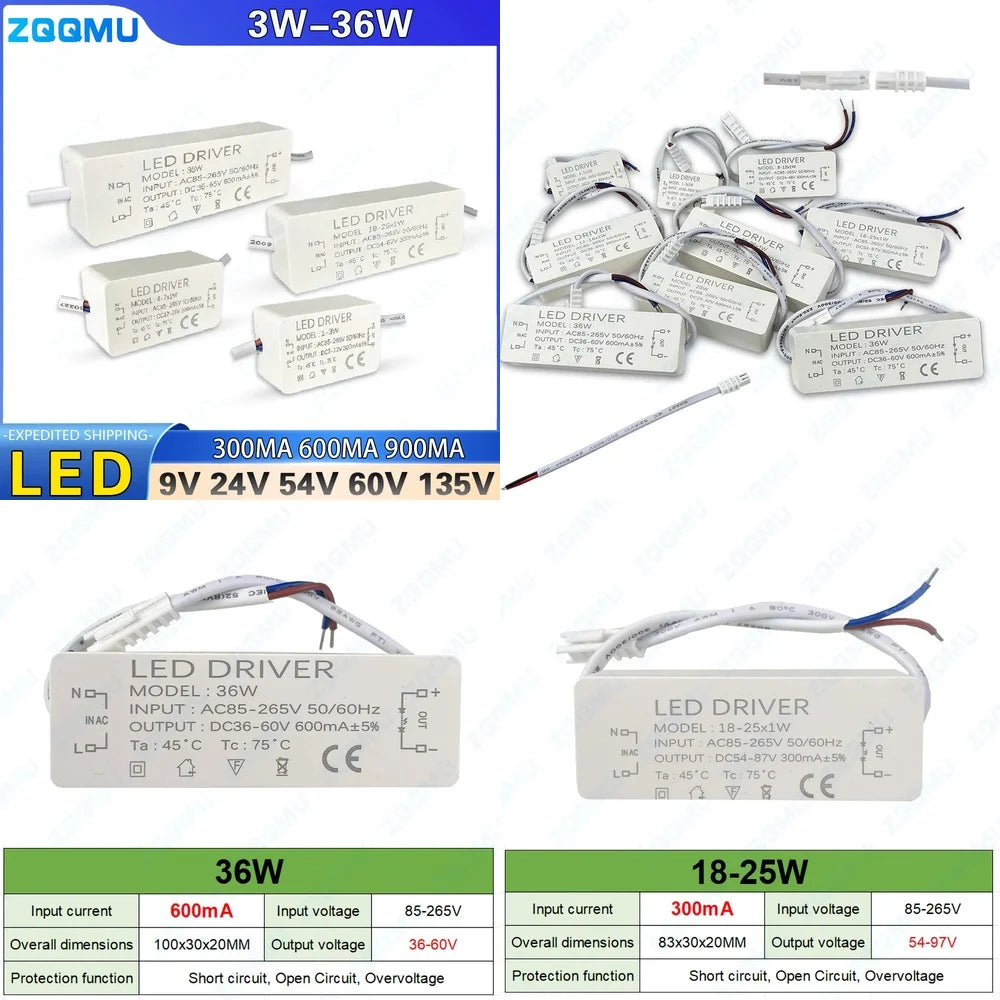 transformateur led blanc moderne adhésif 12w 20w 30w câble connecteurs protection courts circuits