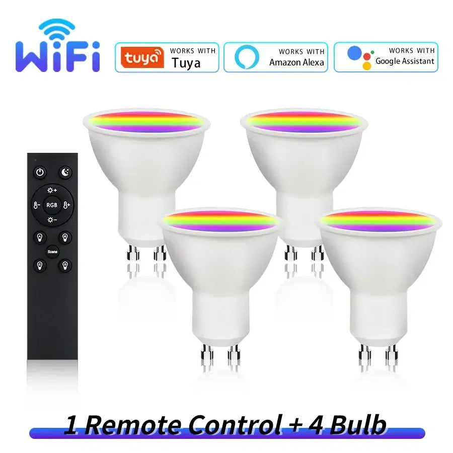 ampoule led wifi 5w 7w 9w gu10 projecteur blanc moderne télécommande application mobile