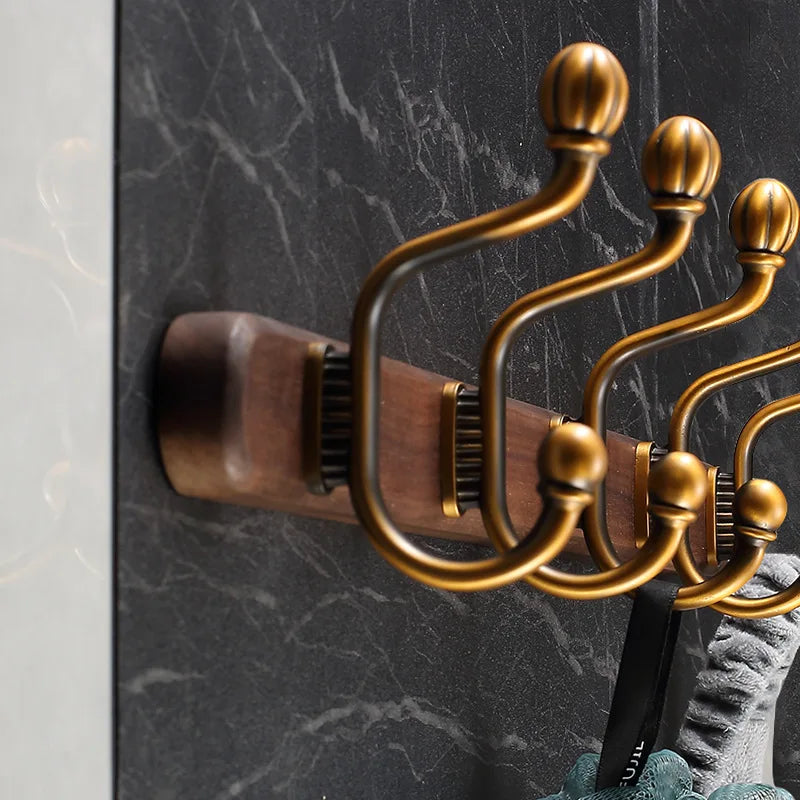 porte manteau mural crochet bronze barre bois vintage crochets texturés fixations murales